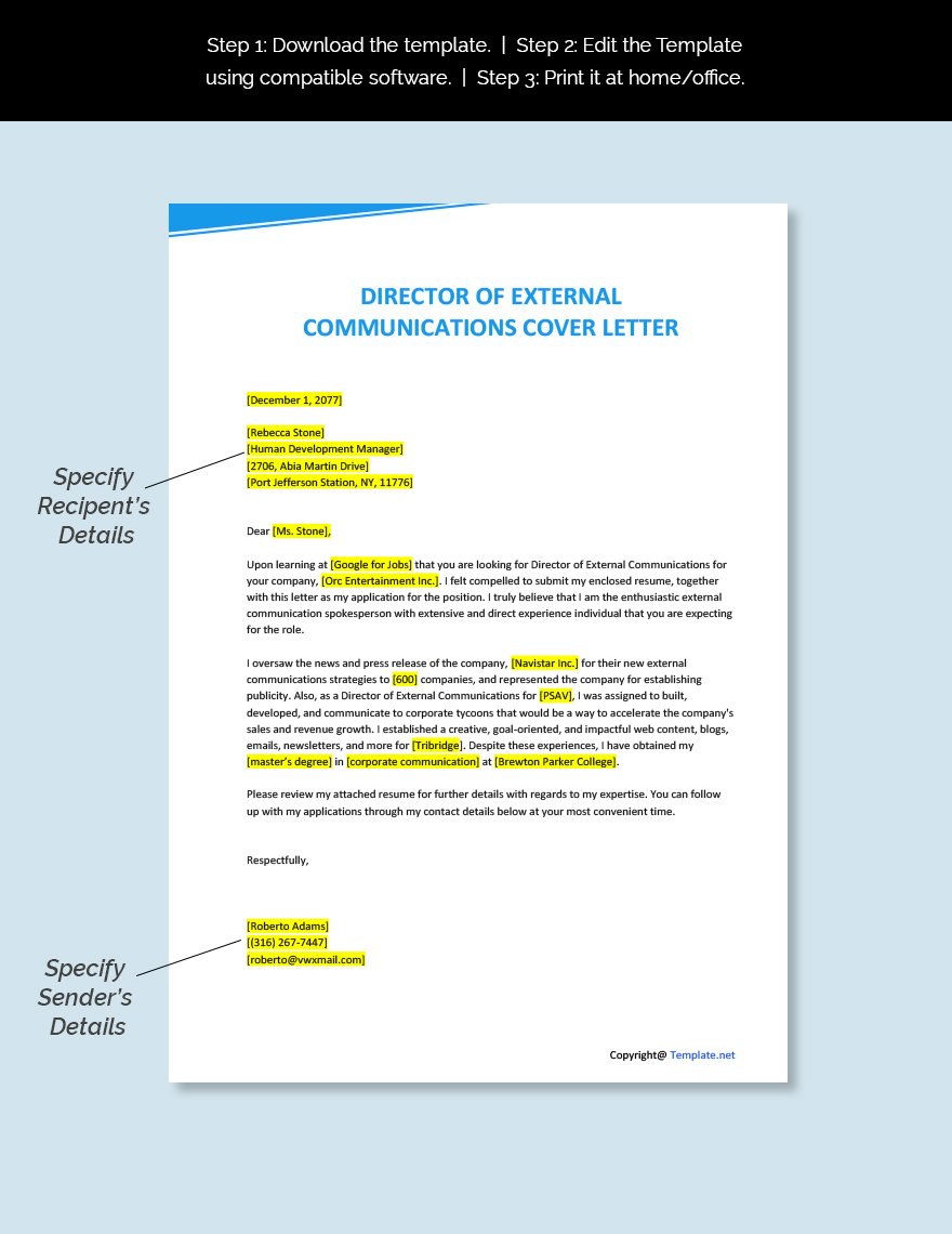 Director of External Communications Cover Letter