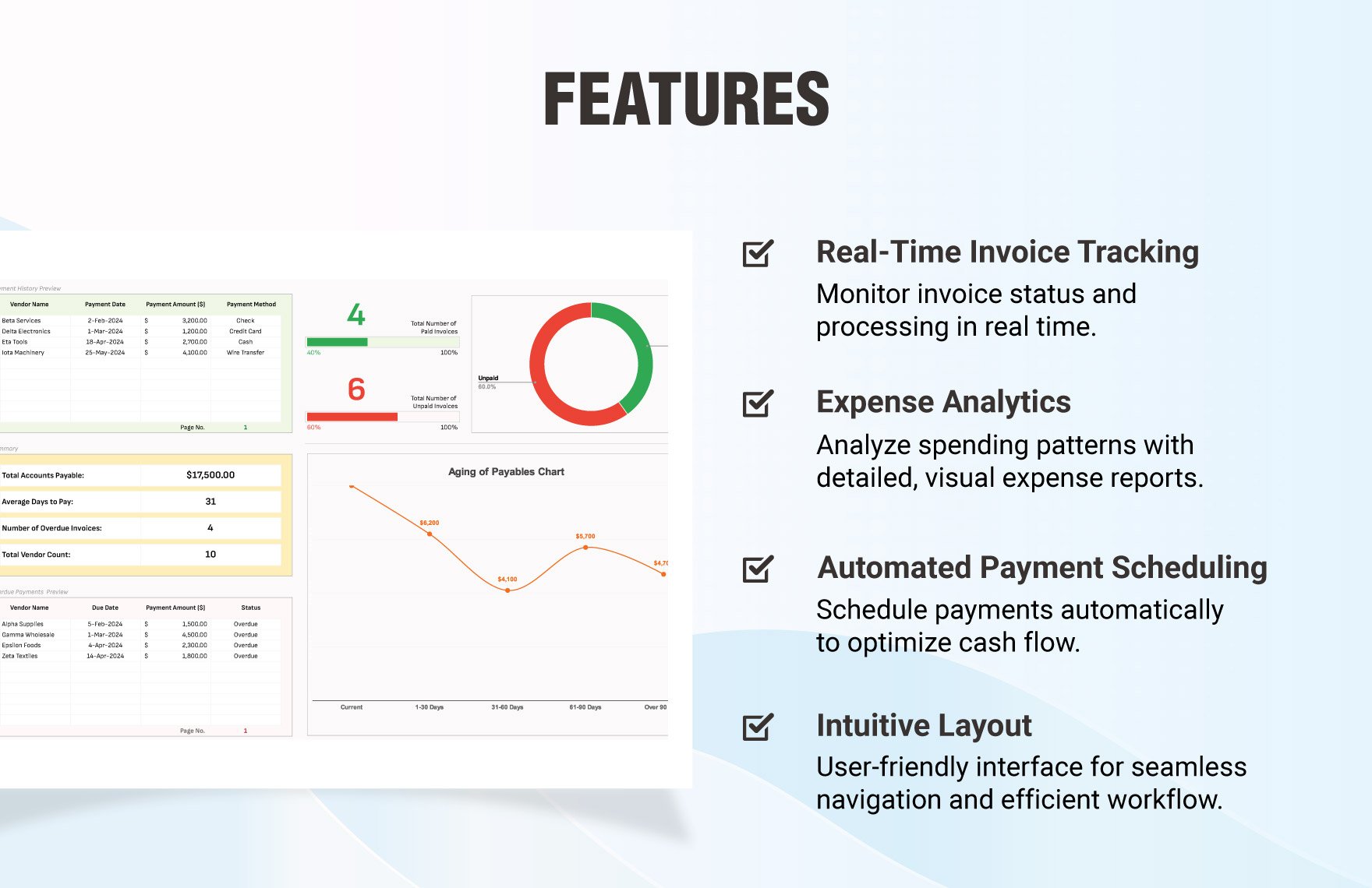 Accounts Payable Management Dashboard Template