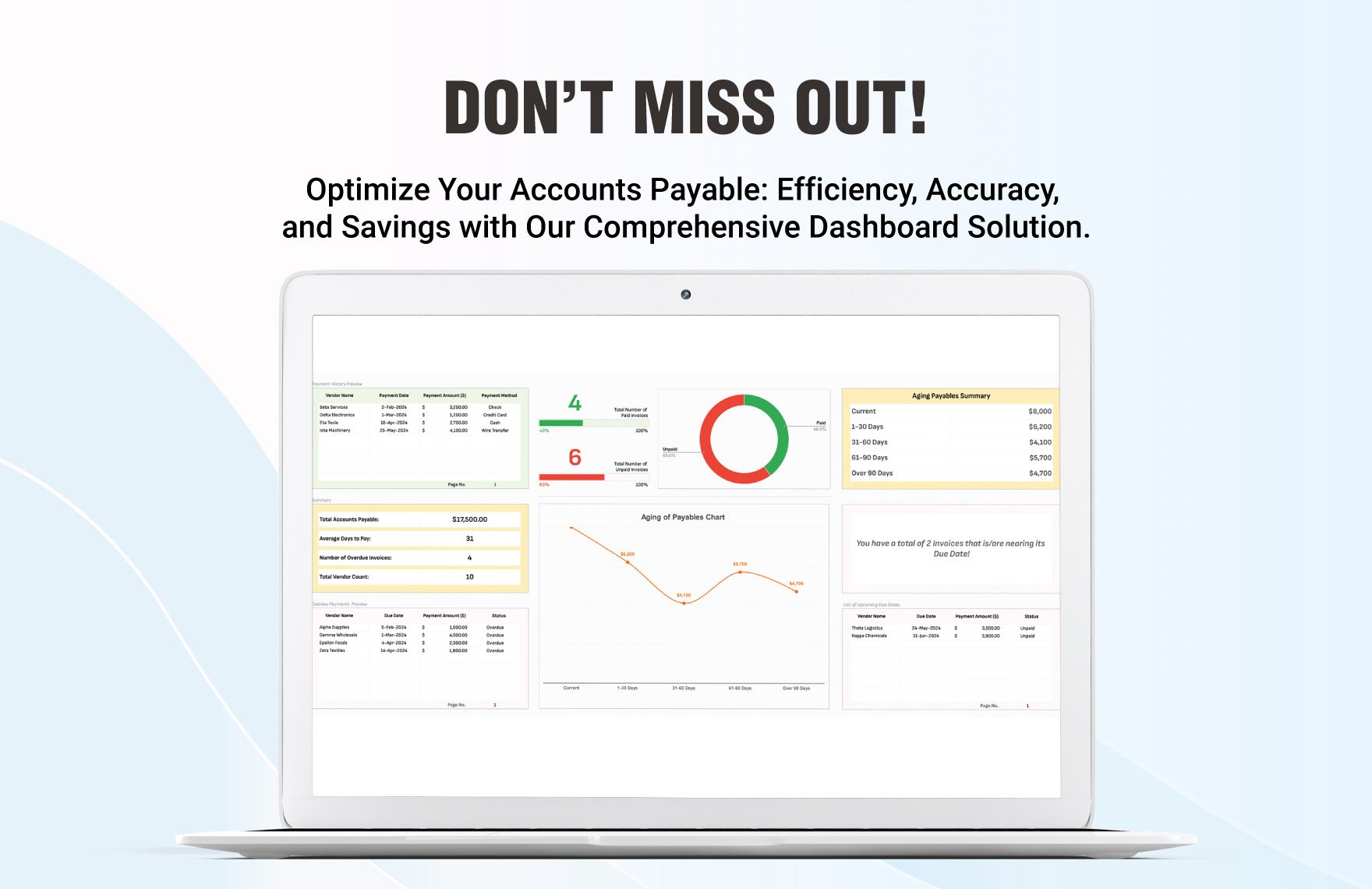 Accounts Payable Management Dashboard Template