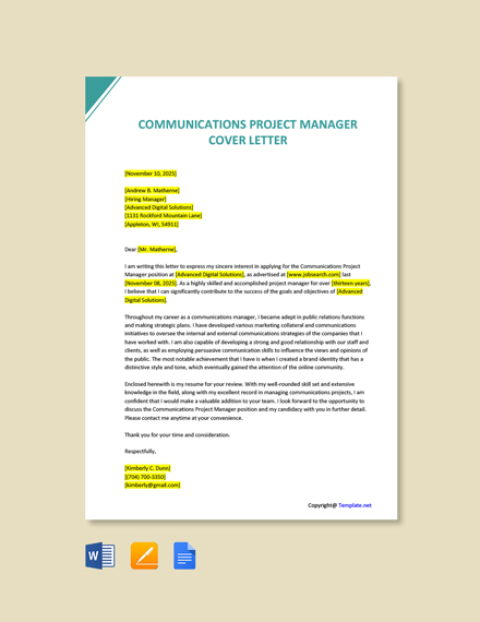 29+ FREE Project Manager Cover Letter Templates [Edit & Download ...