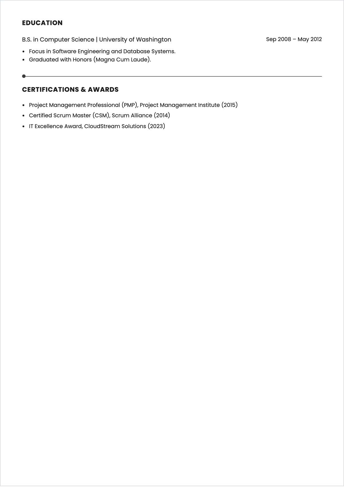 Free Centered ATS Resume to Edit Online