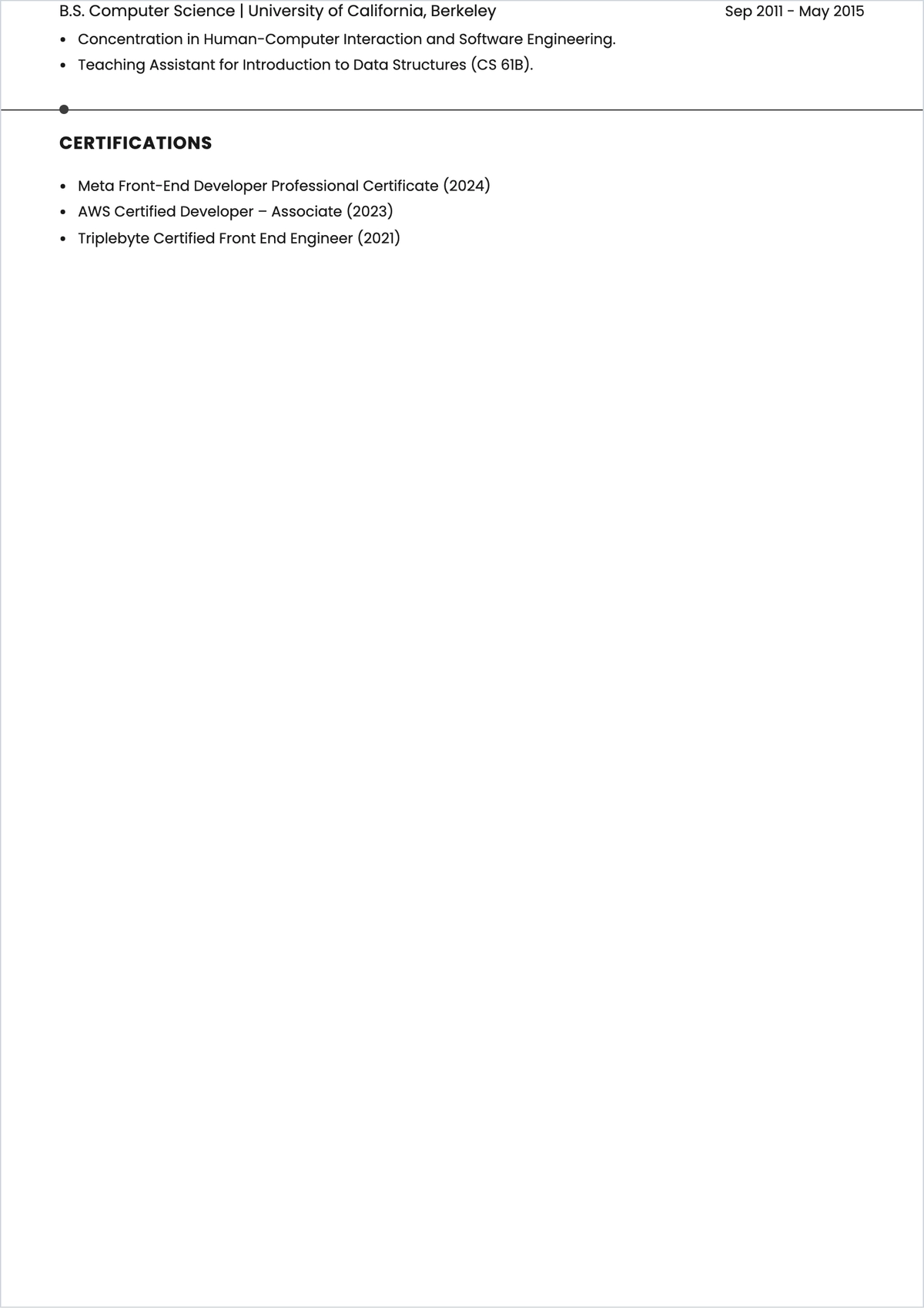 Free UI Developer ATS Resume to Edit Online