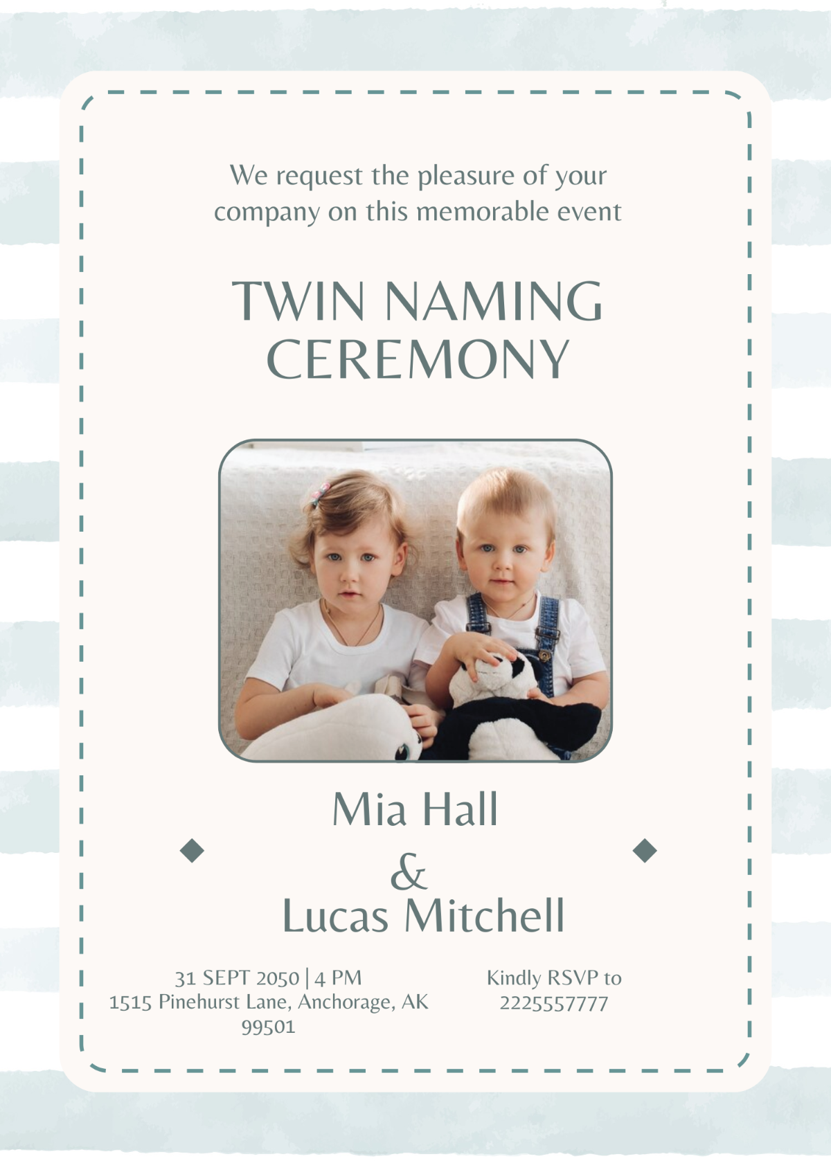 Twin Boys Naming Ceremony Invitation