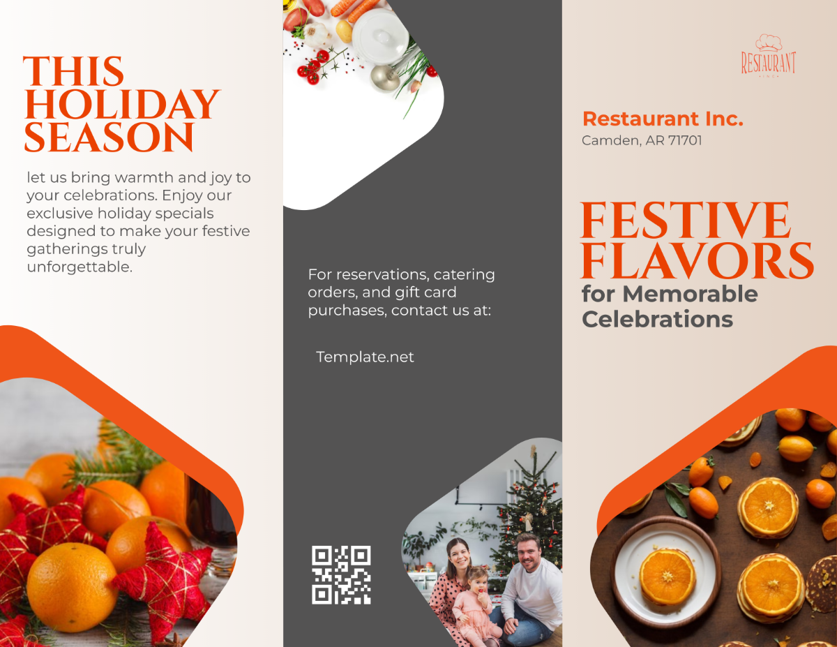 Restaurant Holiday Promotions Brochure Template - Edit Online & Download