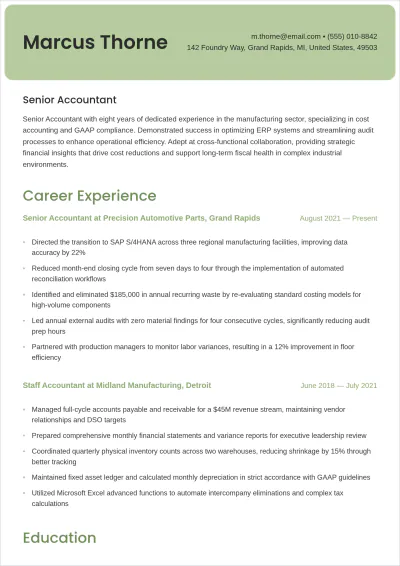 Free ATS Bold Accounting ATS Resume Template, AI Resume Builder