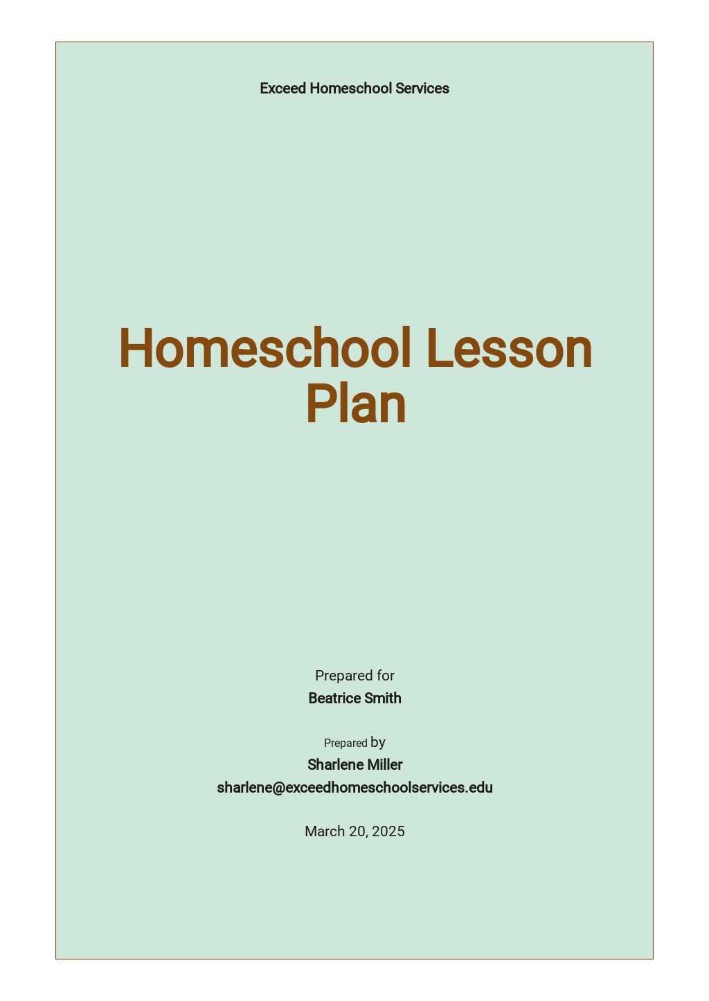 homeschool education plan template nevada