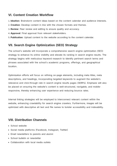 Free School Website Content Plan Template to Edit Online