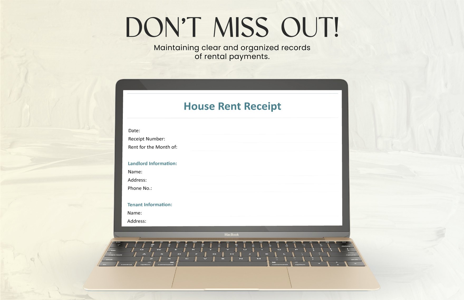 Monthly House Rent Receipt Template