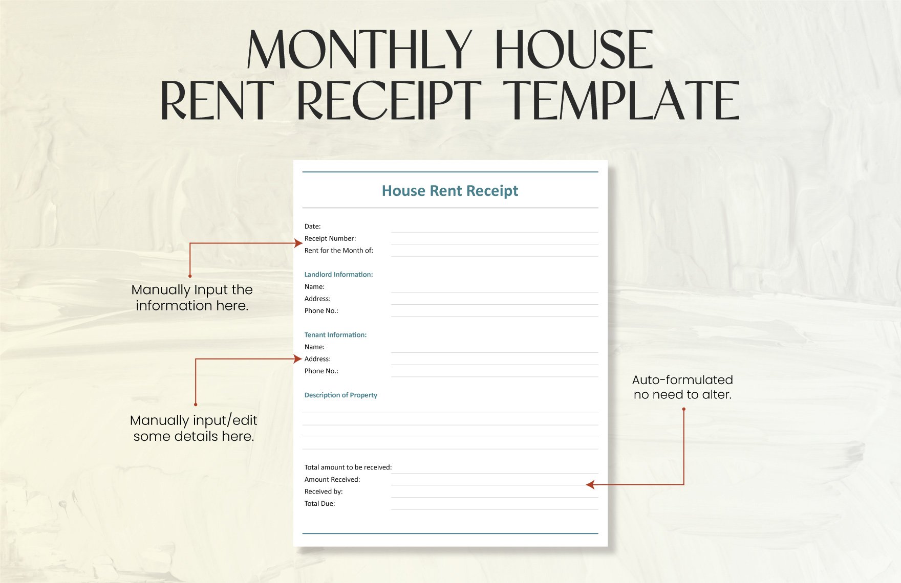 Monthly House Rent Receipt Template