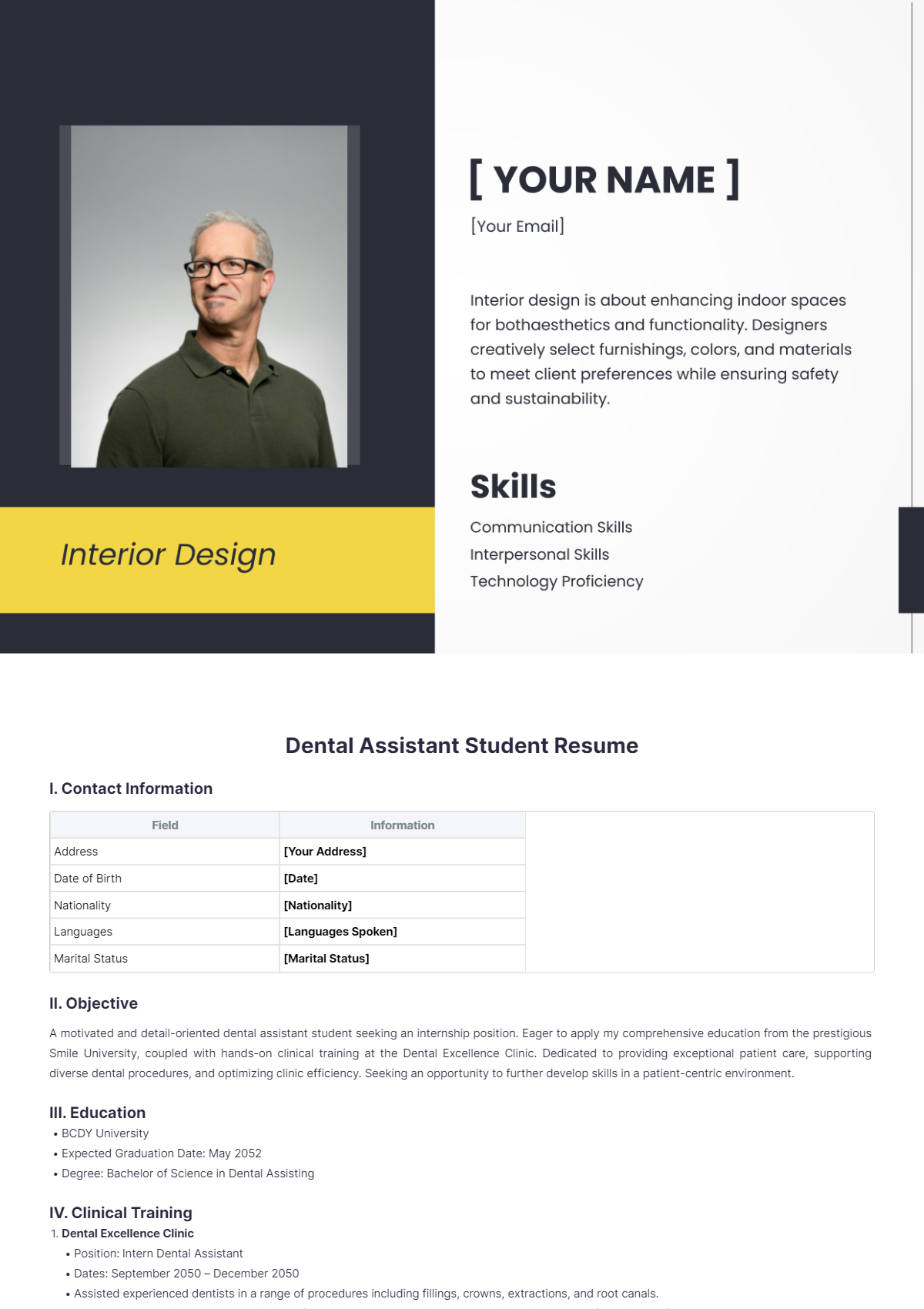 Dental Assistant Student Resume