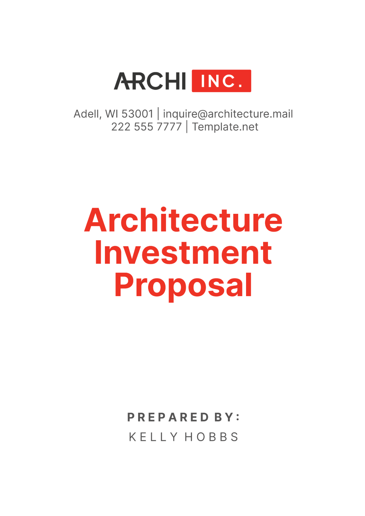 Free Architecture Investment Proposal Template