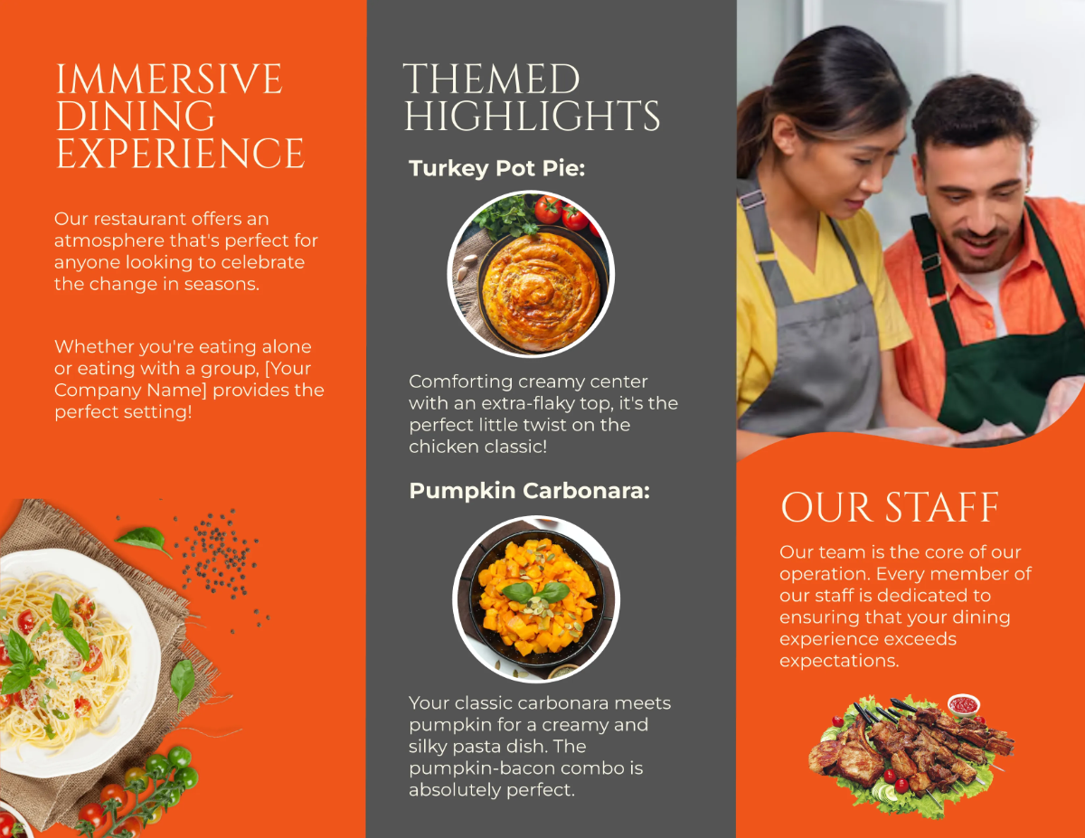 Free Restaurant Seasonal Menu Brochure Template to Edit Online