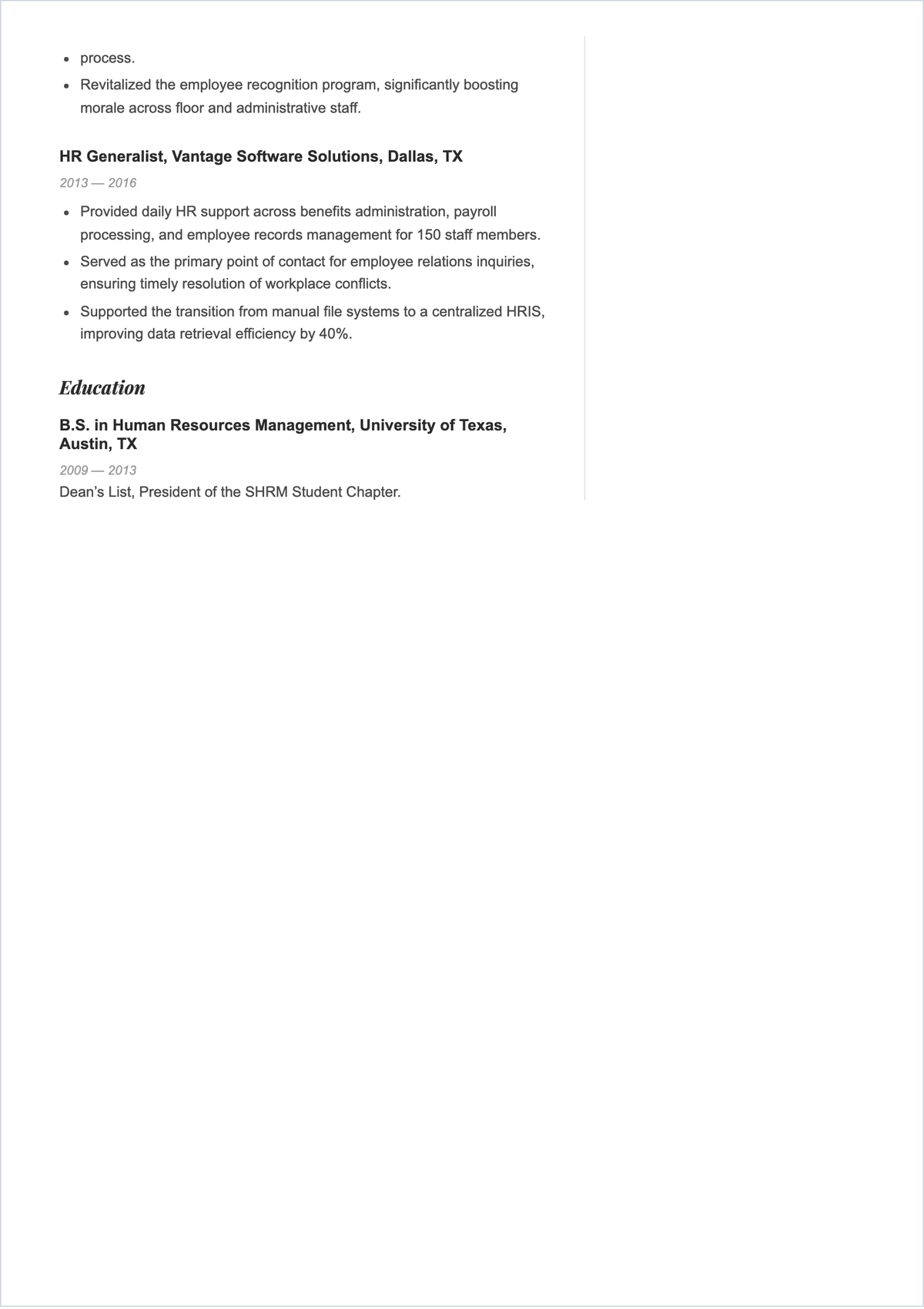Free ATS Bold HR Resume to Edit Online