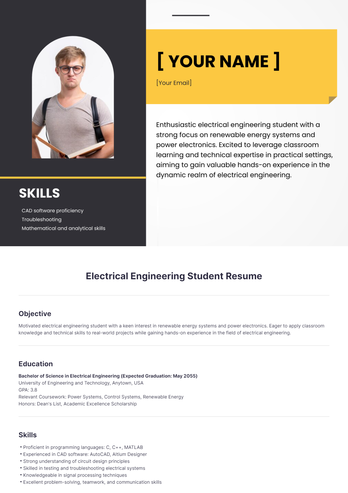 Electrical Engineering Student Resume