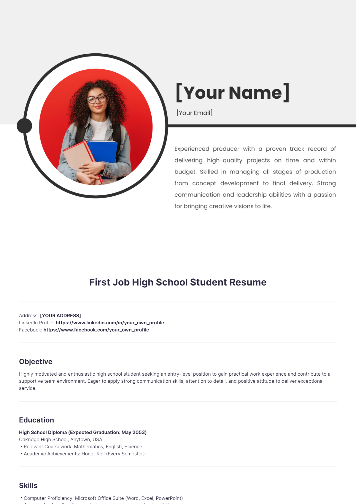 First Job High School Student Resume