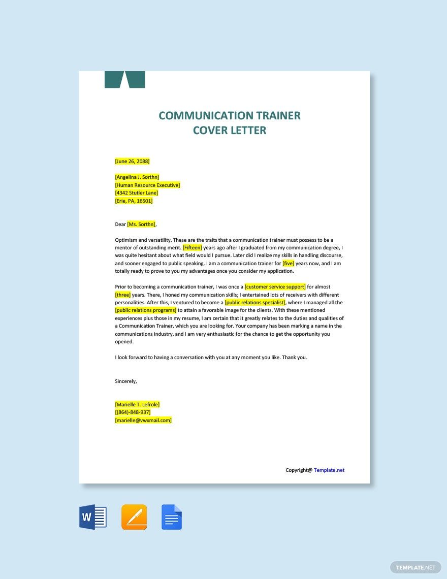 Communication Trainer Cover Letter