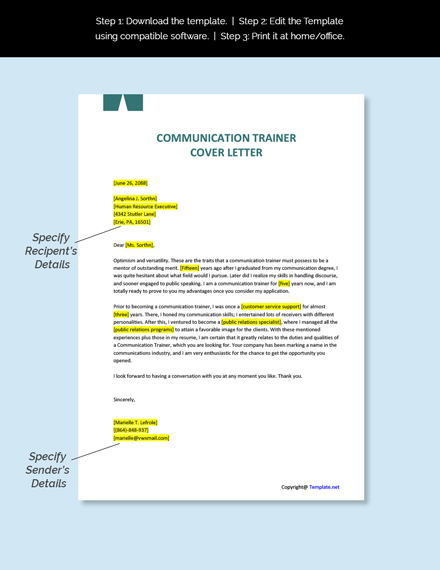 Communication Trainer Cover Letter Template