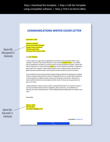 content writer cover letter