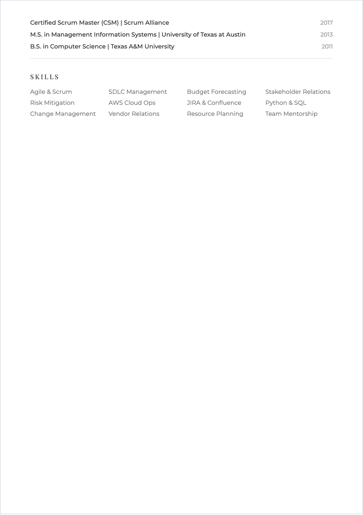 Free Emphasized ATS Resume to Edit Online