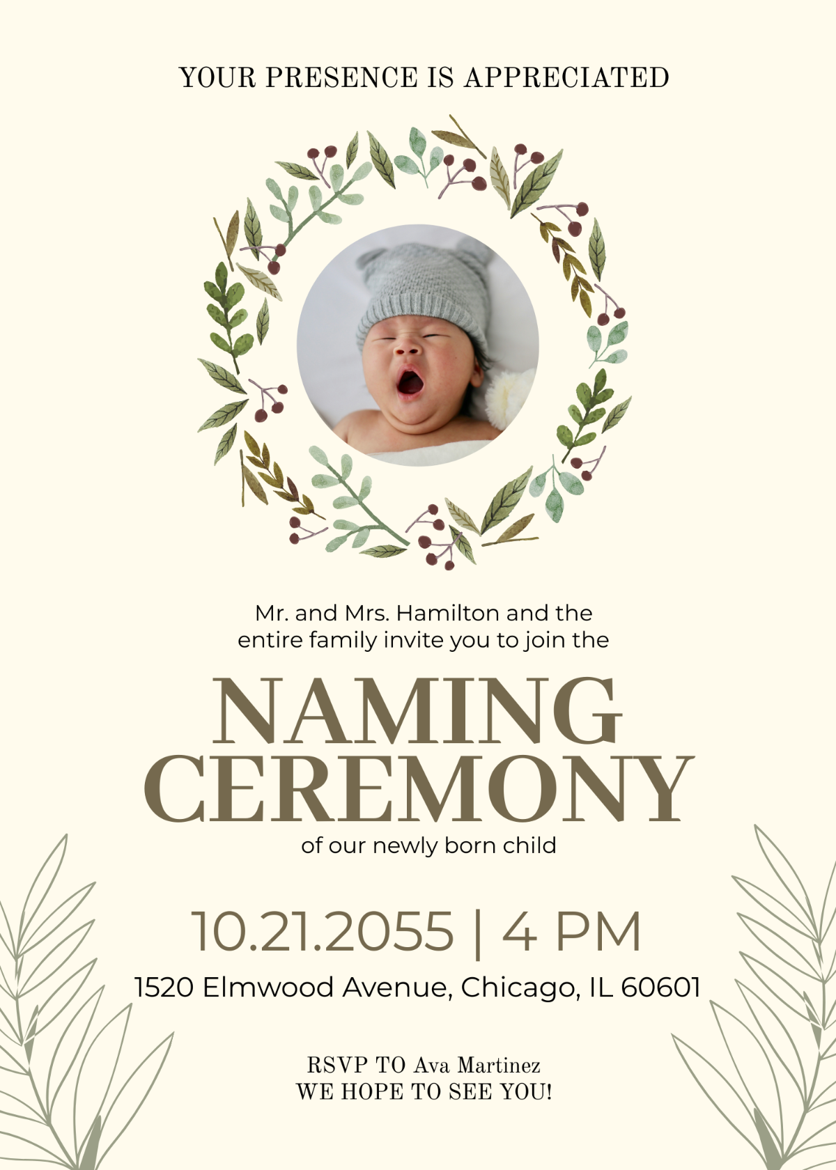 Child Naming Ceremony Invitation Card