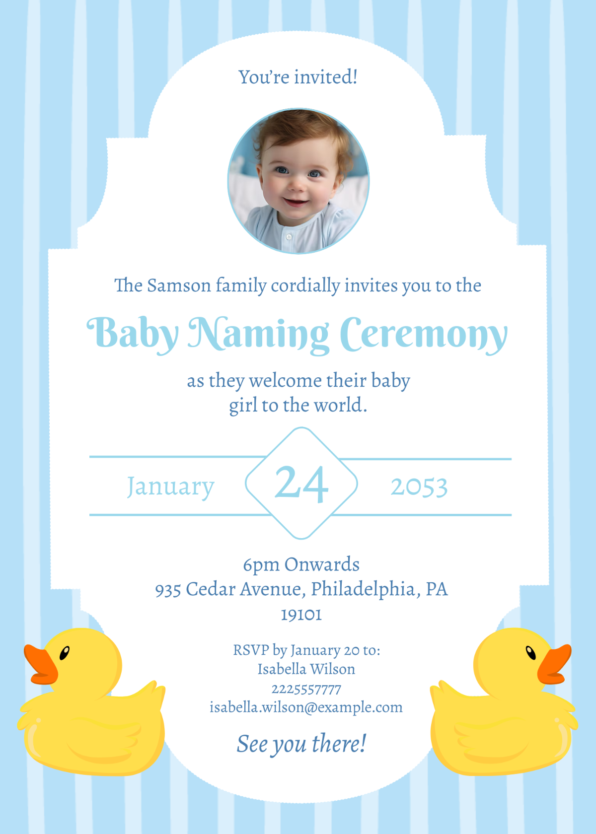 Invitation card for Naming Ceremony