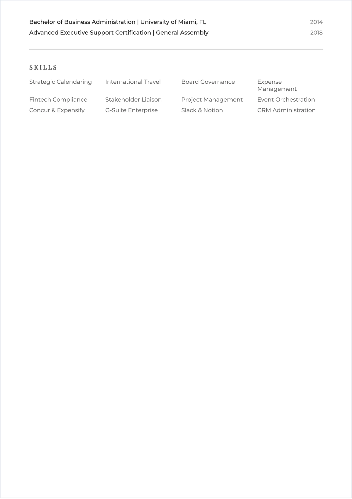 Free Executive Assistant ATS Resume to Edit Online
