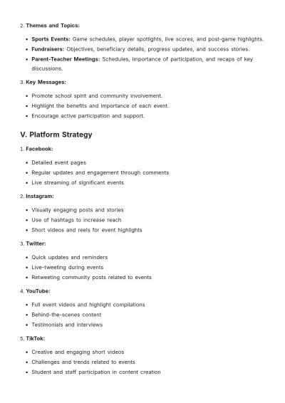 Free School Social Media Content Plan Template to Edit Online