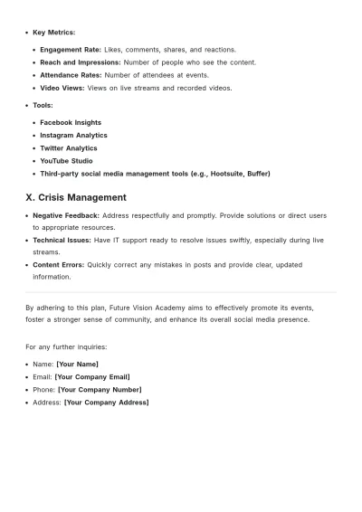 Free School Social Media Content Plan Template to Edit Online