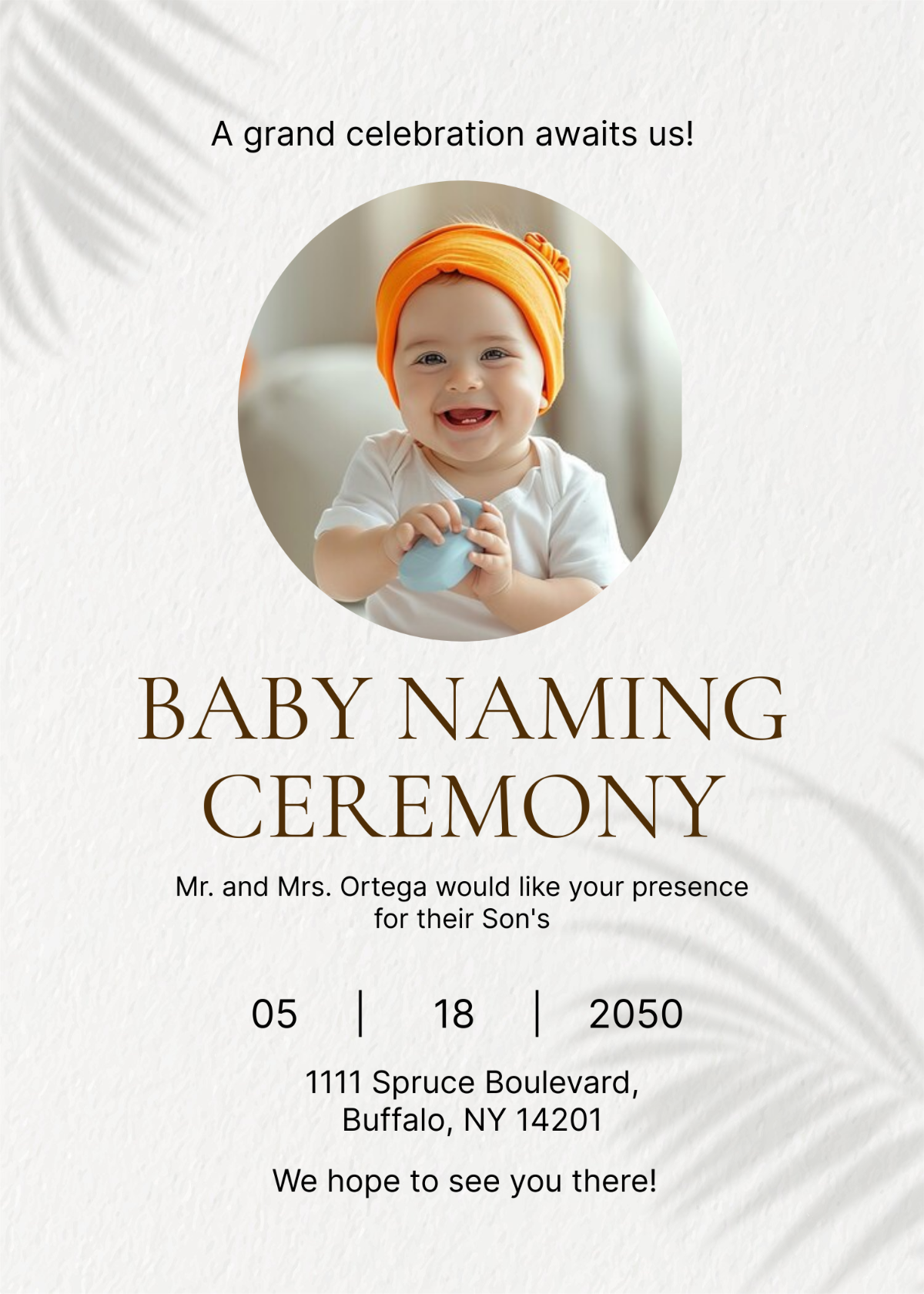 Grand Baby Name Ceremony Invitation