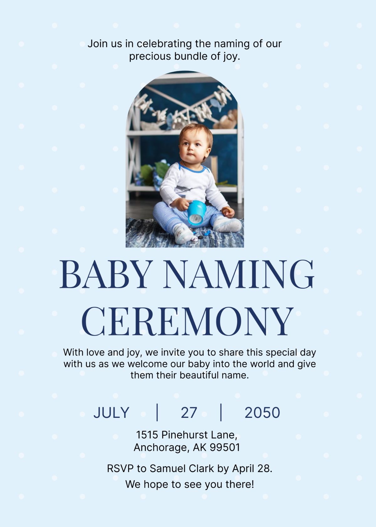 New Baby Naming Ceremony Invitation Card