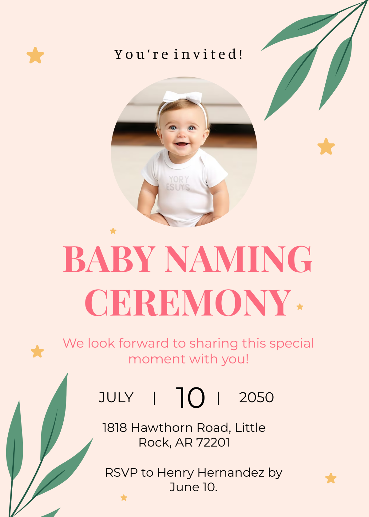 Girl Baby Naming Ceremony Invitation