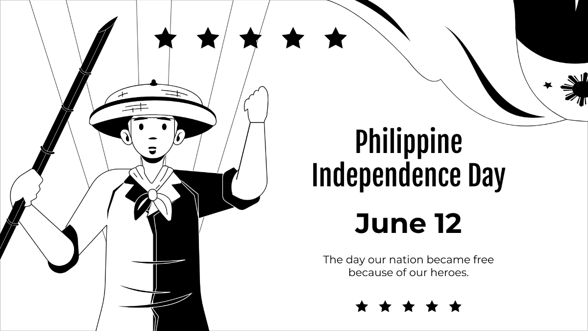 Free Philippines Independence Day Black and White Background Template