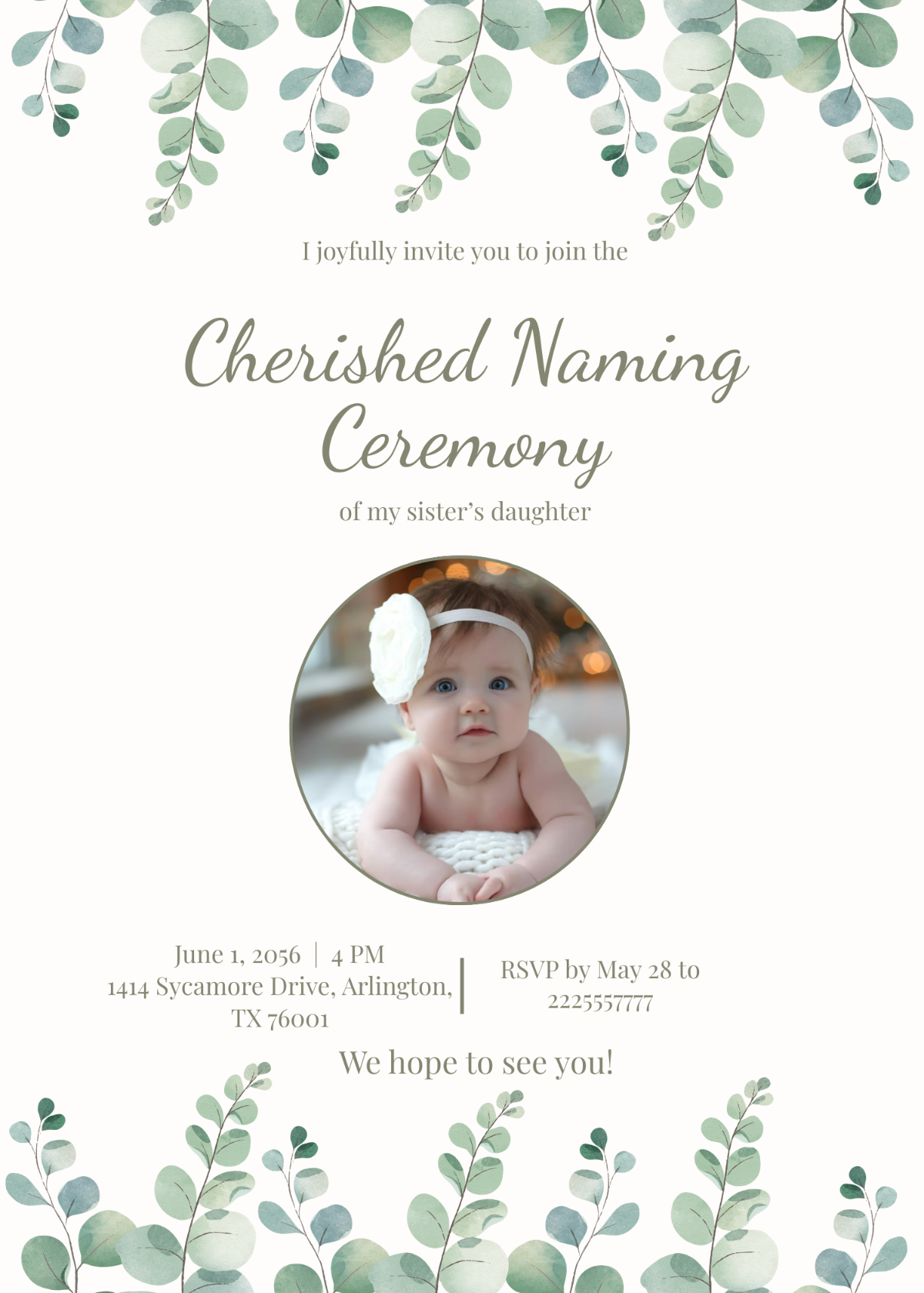 My Sister's Daughter Naming Ceremony Invitation