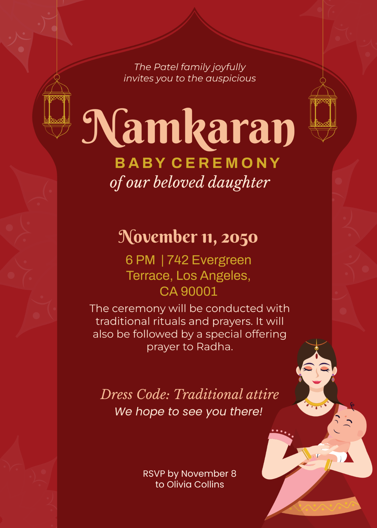 Namkaran Radha Baby Naming Ceremony Invitation