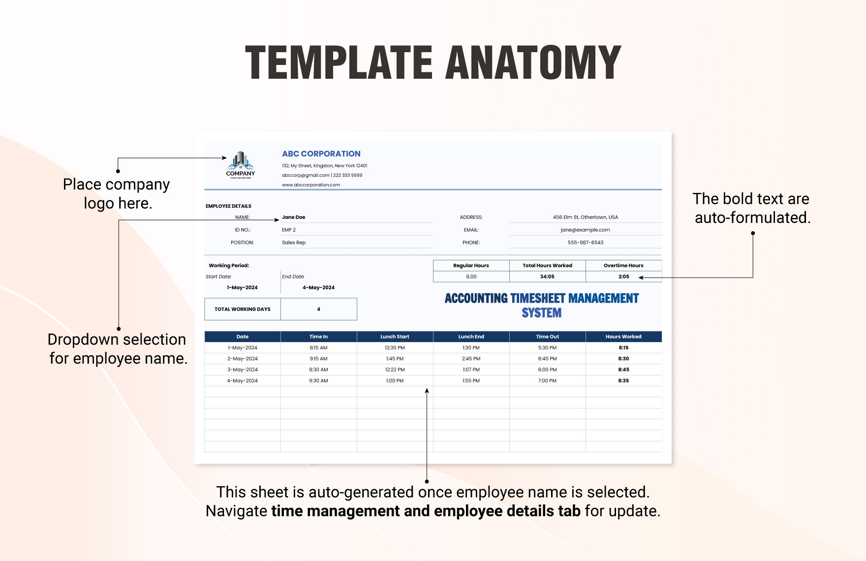 Accounting Timesheet Management System Template