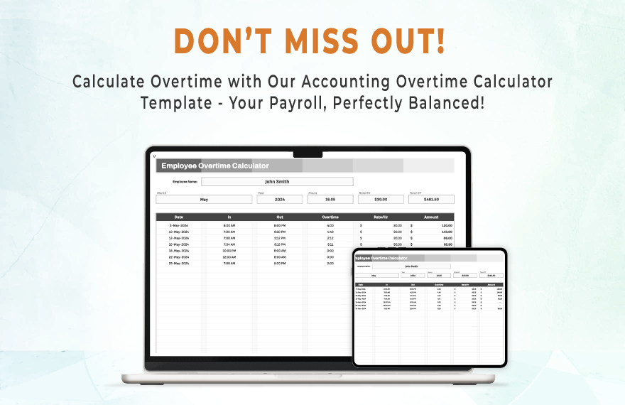 Accounting Overtime Calculator Template