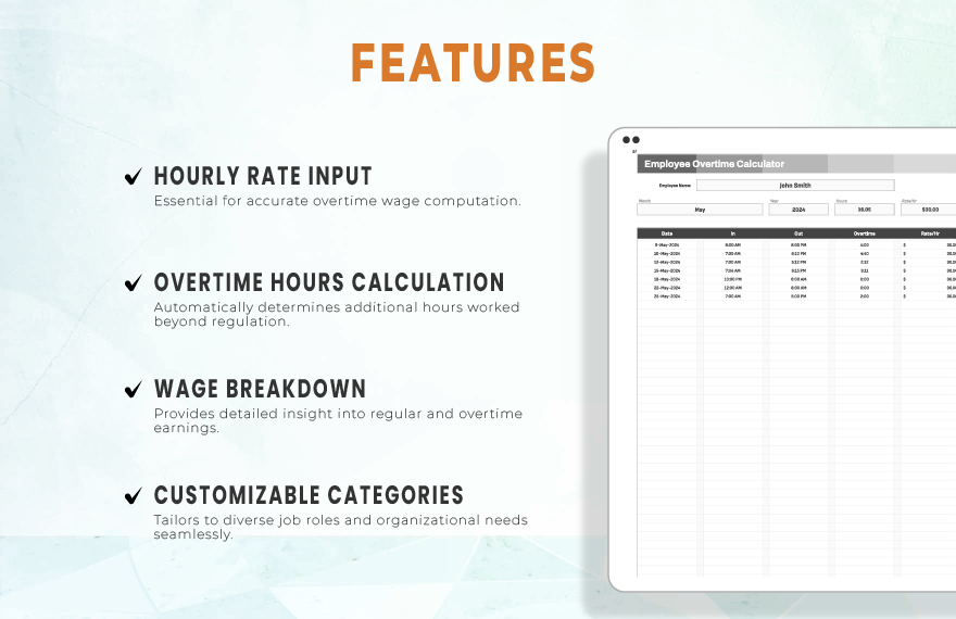 Accounting Overtime Calculator Template