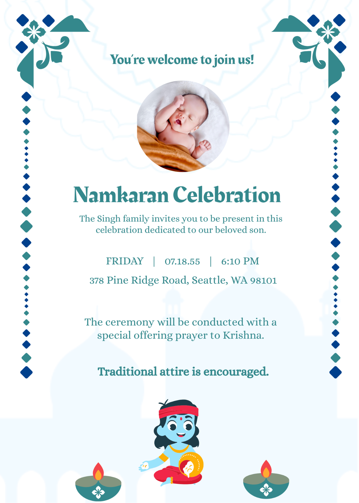 Namkaran Krishna Baby Naming Ceremony Invitation