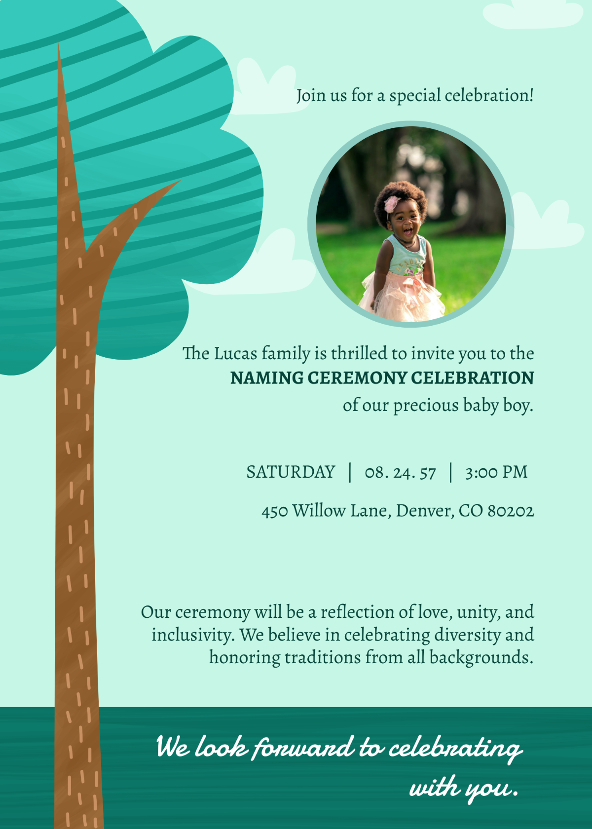 Tree Inclusive Baby Naming Ceremony Invitation