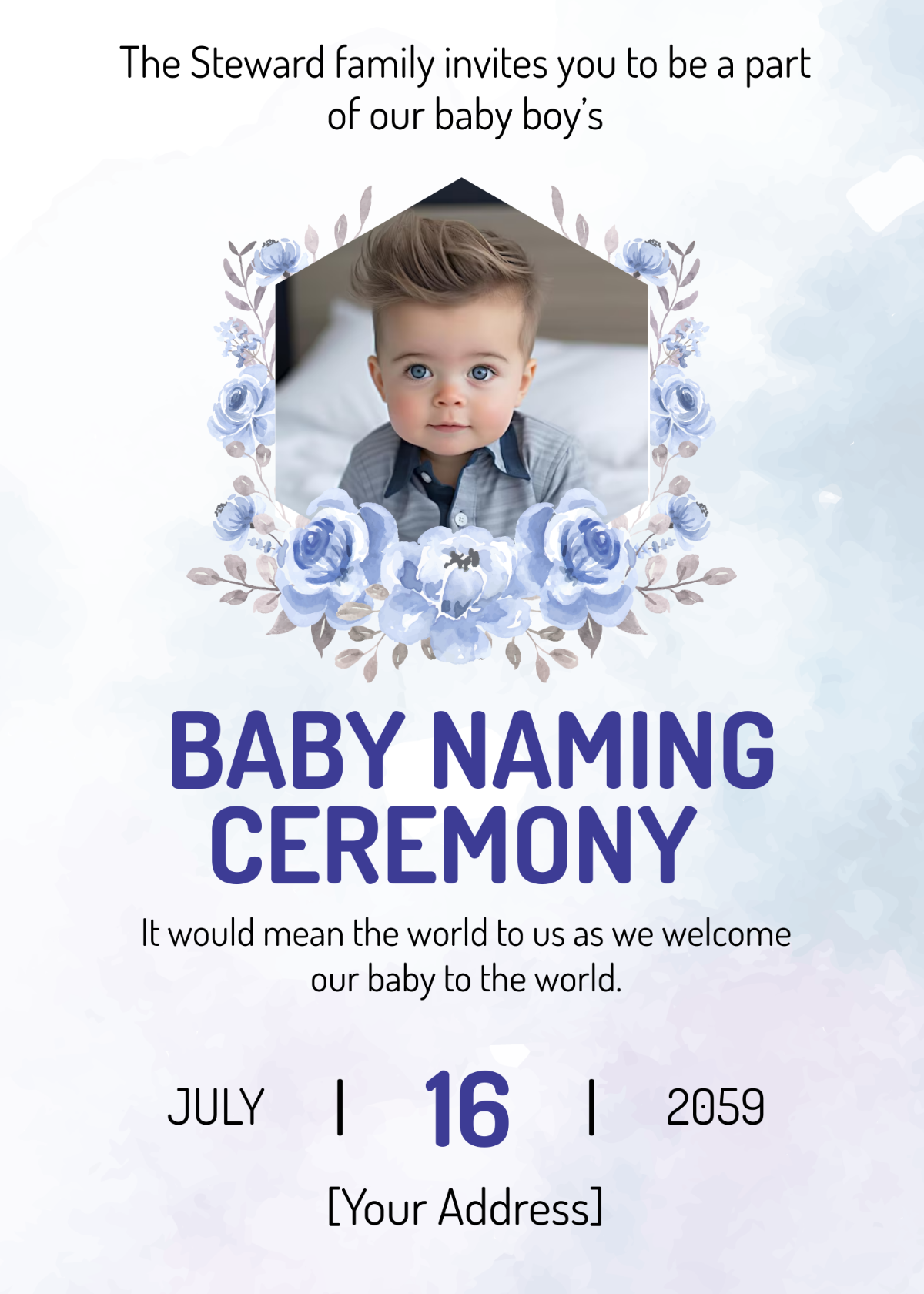 Naming ceremony invitation card for baby boy Templates - Edit Online ...