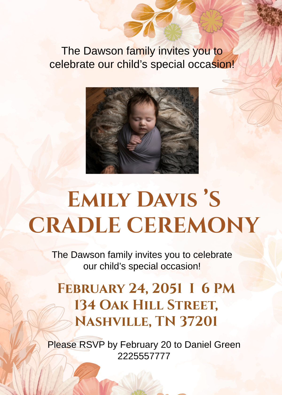 Cradle ceremony invitation