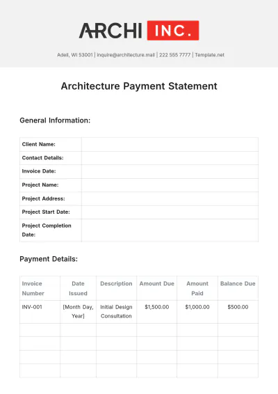 Free Architecture Payment Statement Template to Edit Online