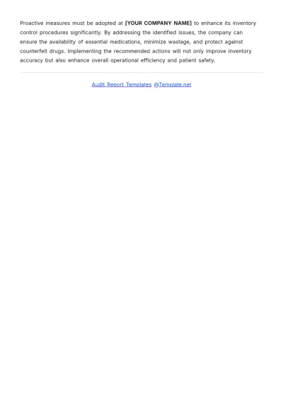 Free Stock Audit Report of Pharmaceutical Company Template to Edit Online