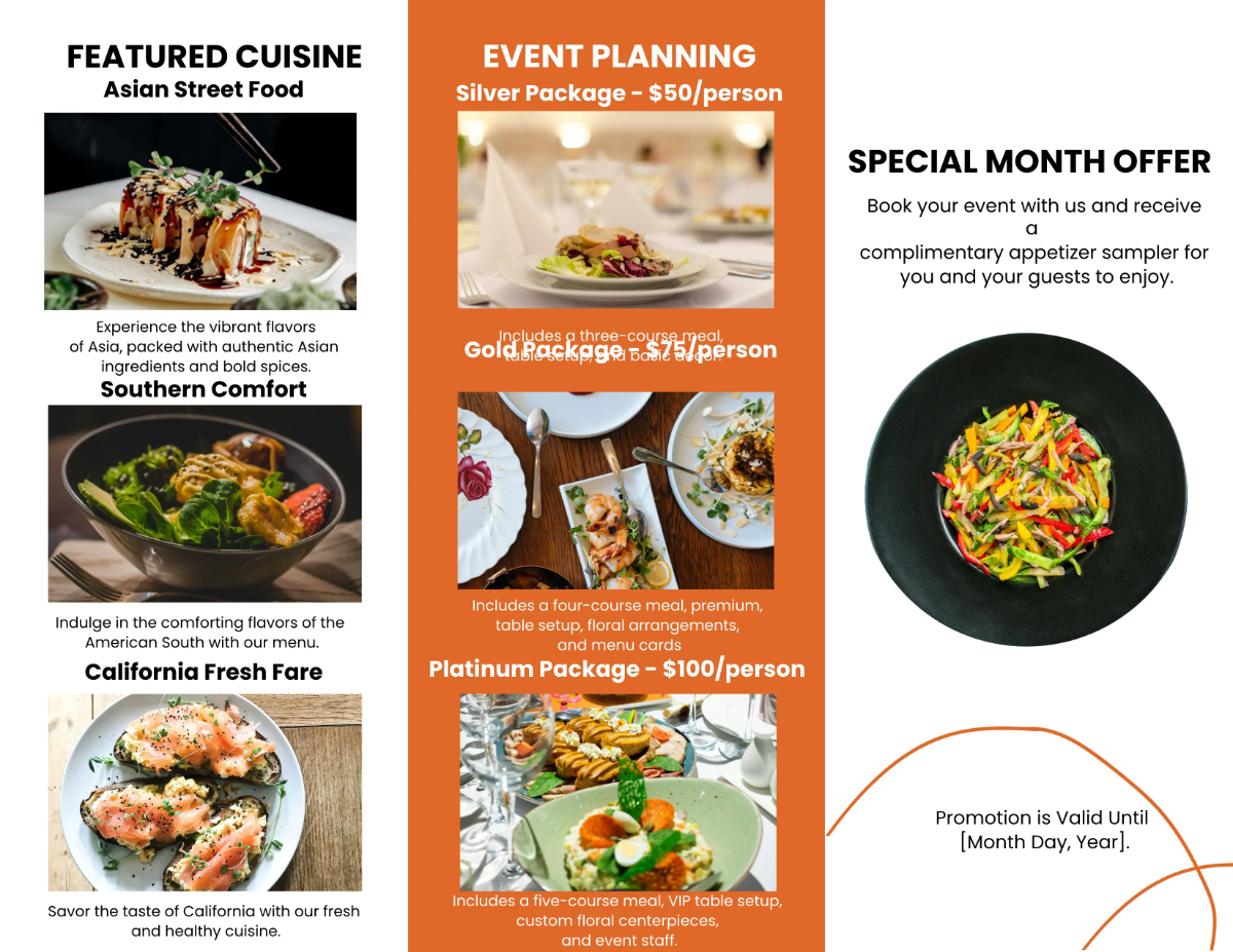 Free Restaurant Catering Brochure Template to Edit Online