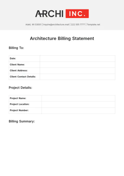 Free Architecture Billing Statement Template to Edit Online