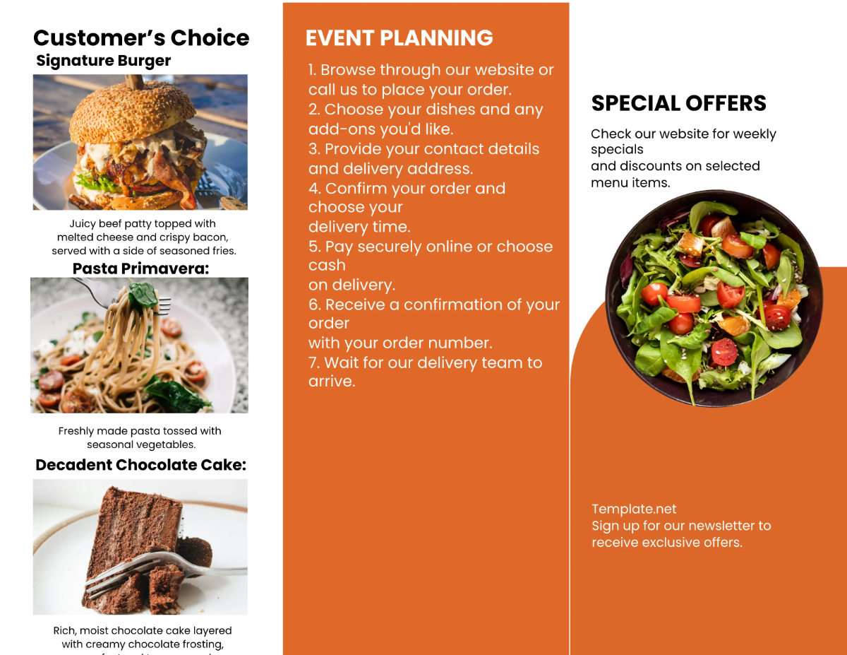 Free Restaurant Take Out Brochure Template to Edit Online