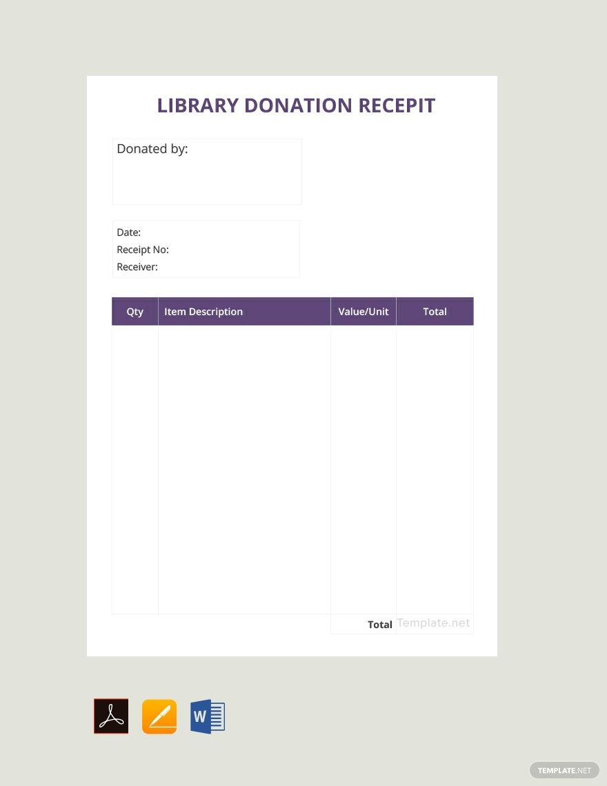 Library Donation Receipt Template