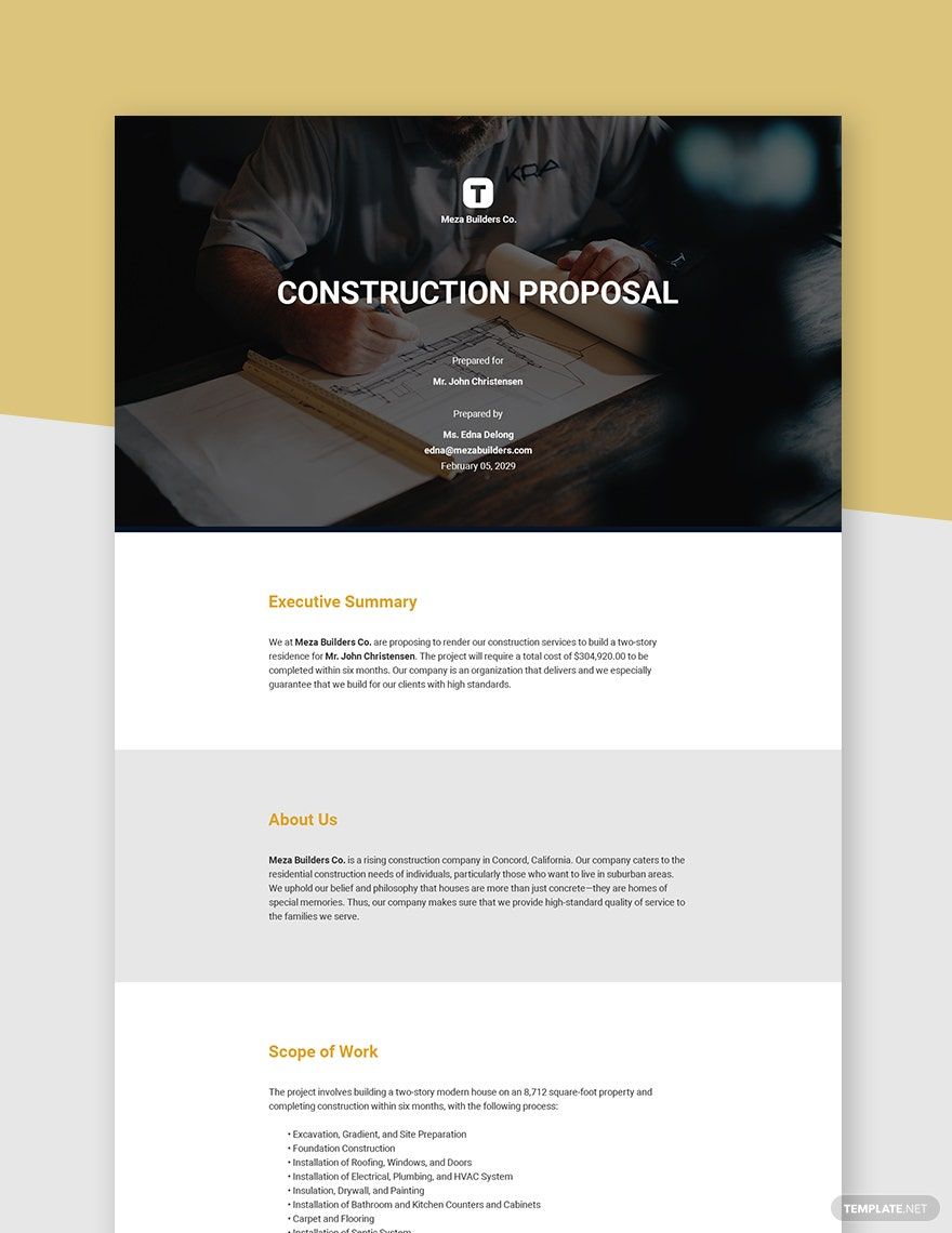 Sample Construction Proposal Template