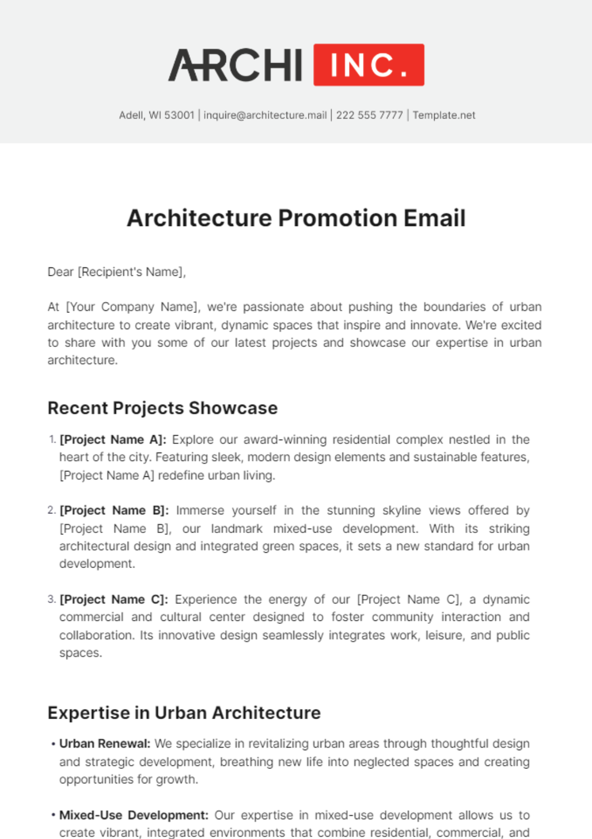 Architecture Promotion Email Template - Edit Online & Download