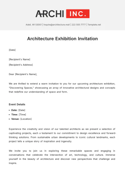 Free Architecture Exhibition Invitation Template to Edit Online
